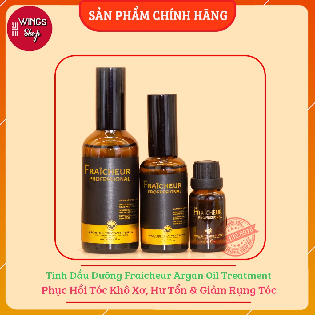 Tinh dầu dưỡng tóc phục hồi chuyên sâu Fraicheur Argan Oil Treatment Serum đủ size 15ML-50ML-100ML | Wings Shop