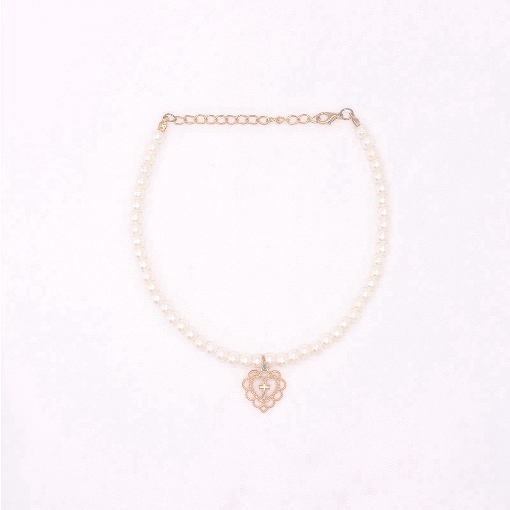 Vòng Cổ Mặt Hình Thánh Giá Đính Ngọc Trai Xinh Xắn Dành Cho Nữ