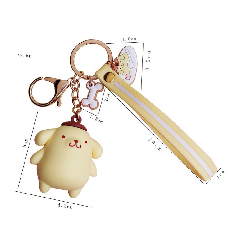 Chuỗi chìa khóa hoạt hình sáng tạo Vòng chìa khóa giai điệu Hello Kitty Kuromi Pudding chó dây chìa khóa âm thanh nổi