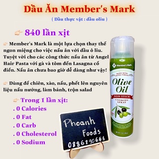Dầu oliu 0 calories Member’s Mark - dạng xịt date 2025