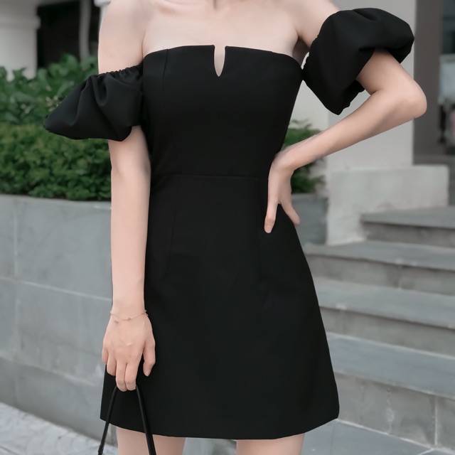Váy đen trễ vai - tracy dress + 2,2% phí shopee