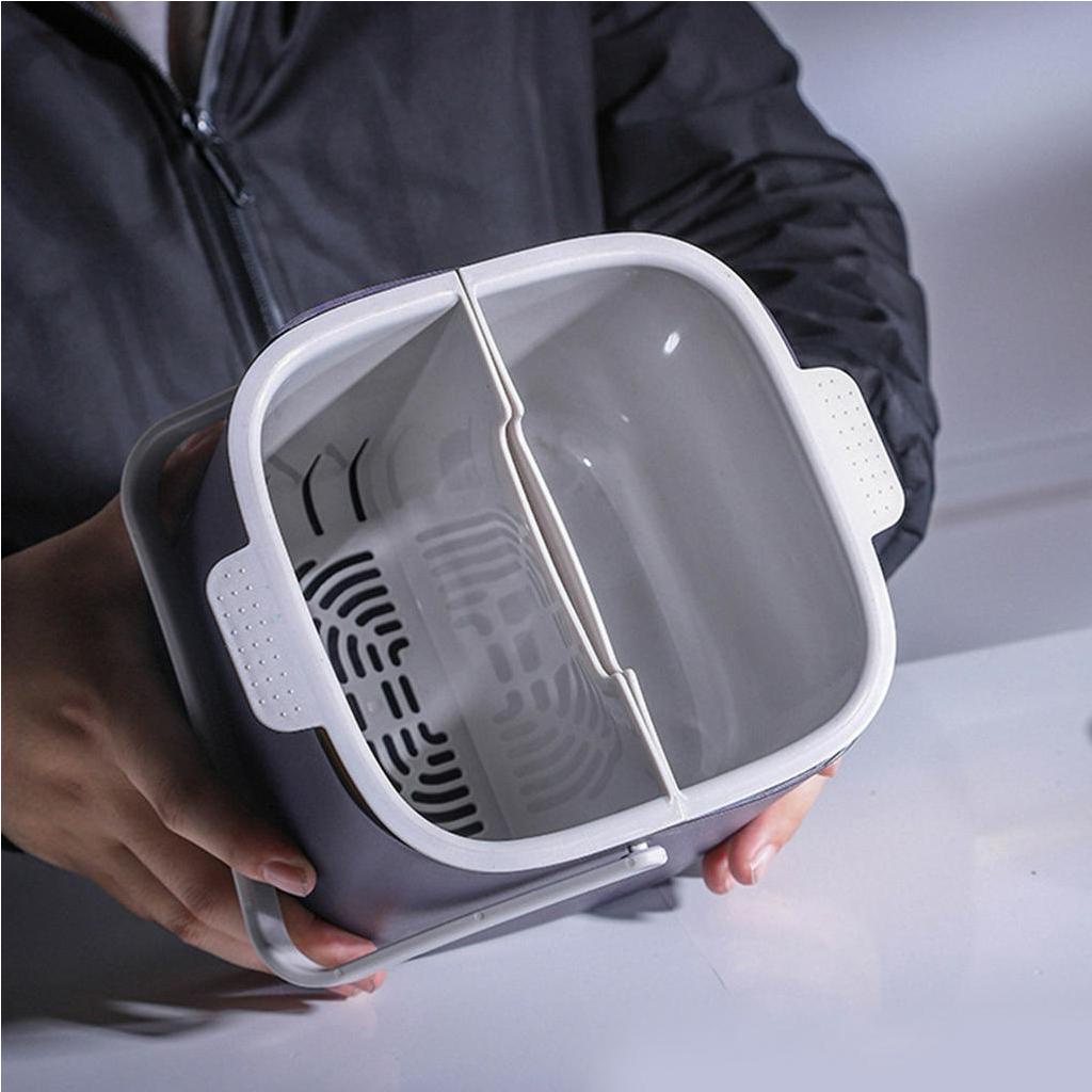 Thùng Rác Nhỏ Để Bàn Có Thể Tháo Rời Và Phân Tách Khô / Ướt Kèm Nắp Đậy Tiện Dụng hai lớp có tay cầm - Nitrogen071