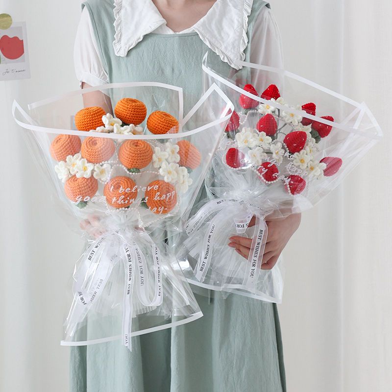 Bó Hoa Dâu Tây Đan Len Thủ Công Dùng Làm Quà Tặng Sinh Nhật#đồ handmade tự làm#hoa handmade#hoa len#hoa len móc