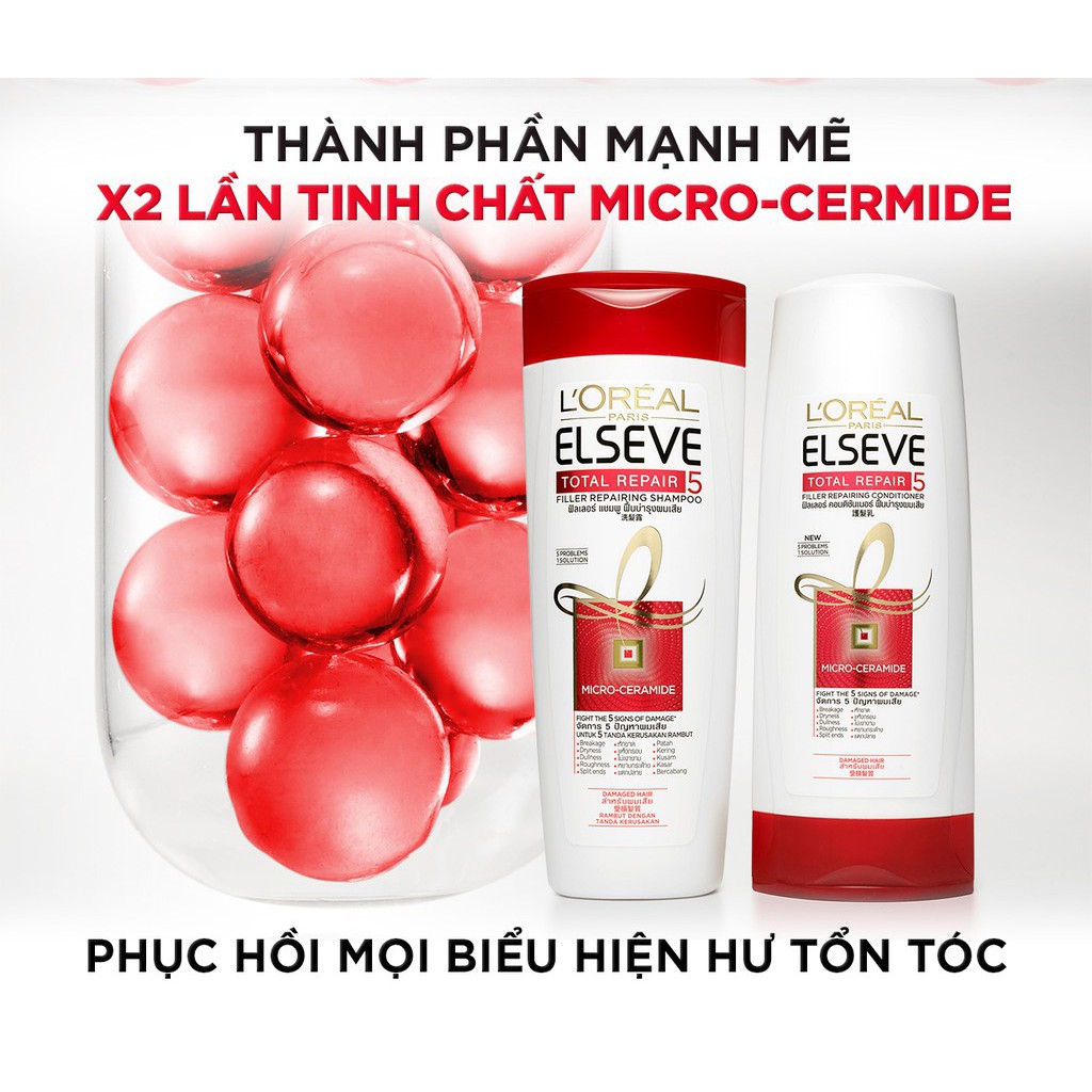 Dầu gội phục hồi tóc L'oreal Paris Elseve Total Repair 5 Repairing Shampoo 170ml/330ml/650ml