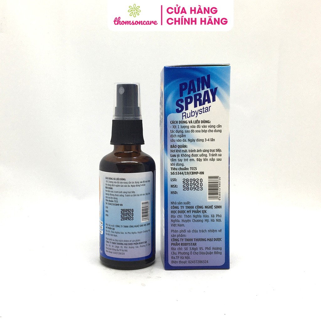 Chai xịt giảm đau Pain spray rubystar chai 50ml xịt lạnh giảm đau thể thao bóng đá bầm tím tại chỗ