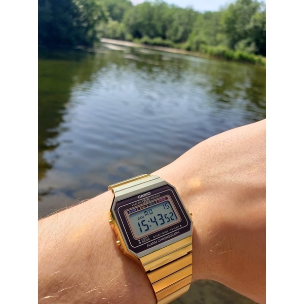 Đồng hồ chính hãng CASIO unisex A700 mạ vàng/ bạc siêu mỏng