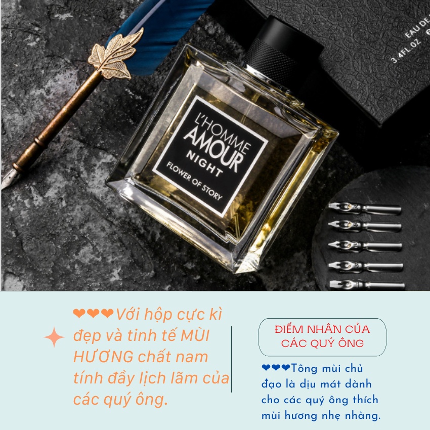 Nước Hoa Nam 100 ML Dầu Thơm Nước Hoa Nam L'Homme Amour eau de parfum thơm lâu nam tính  A01