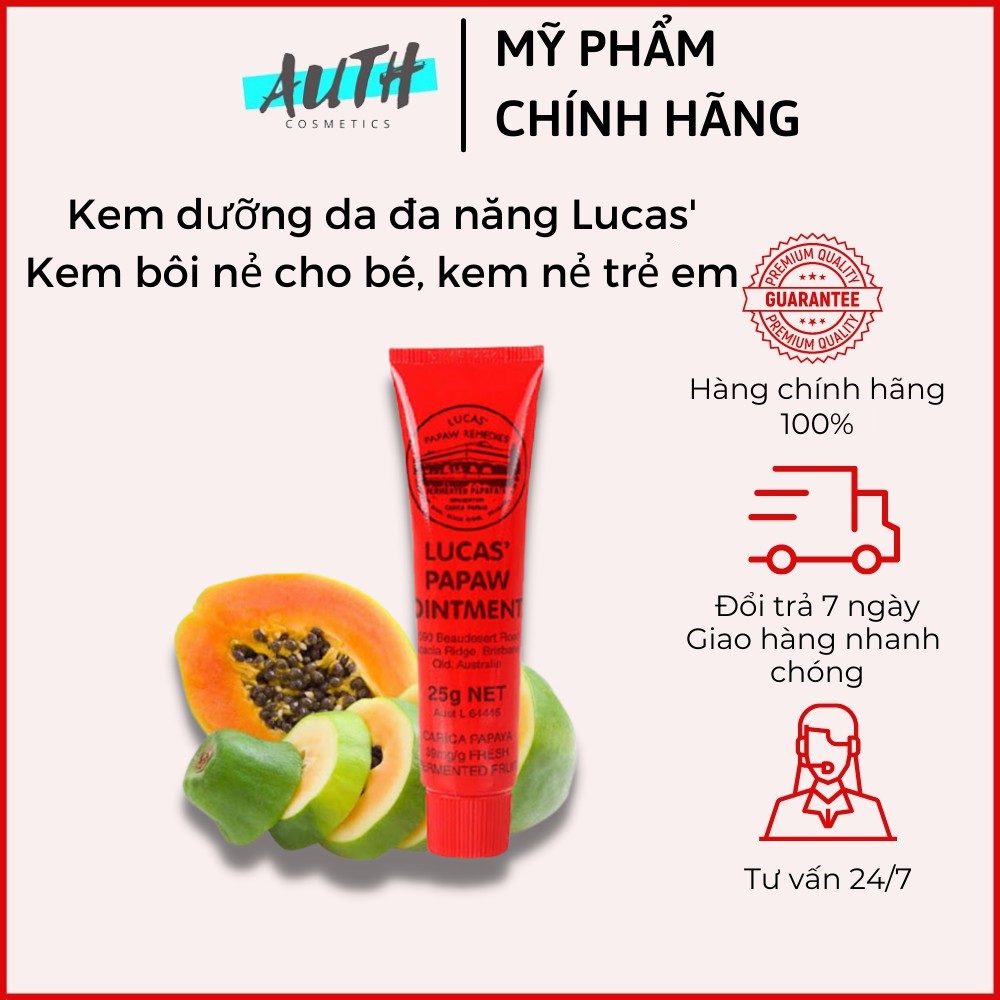 Kem dưỡng da đa năng Lucas' Papaw Ointment 25ml MOON21 kem đu đủ, kem nẻ cho bé, kem bôi nẻ, kem nẻ trẻ em