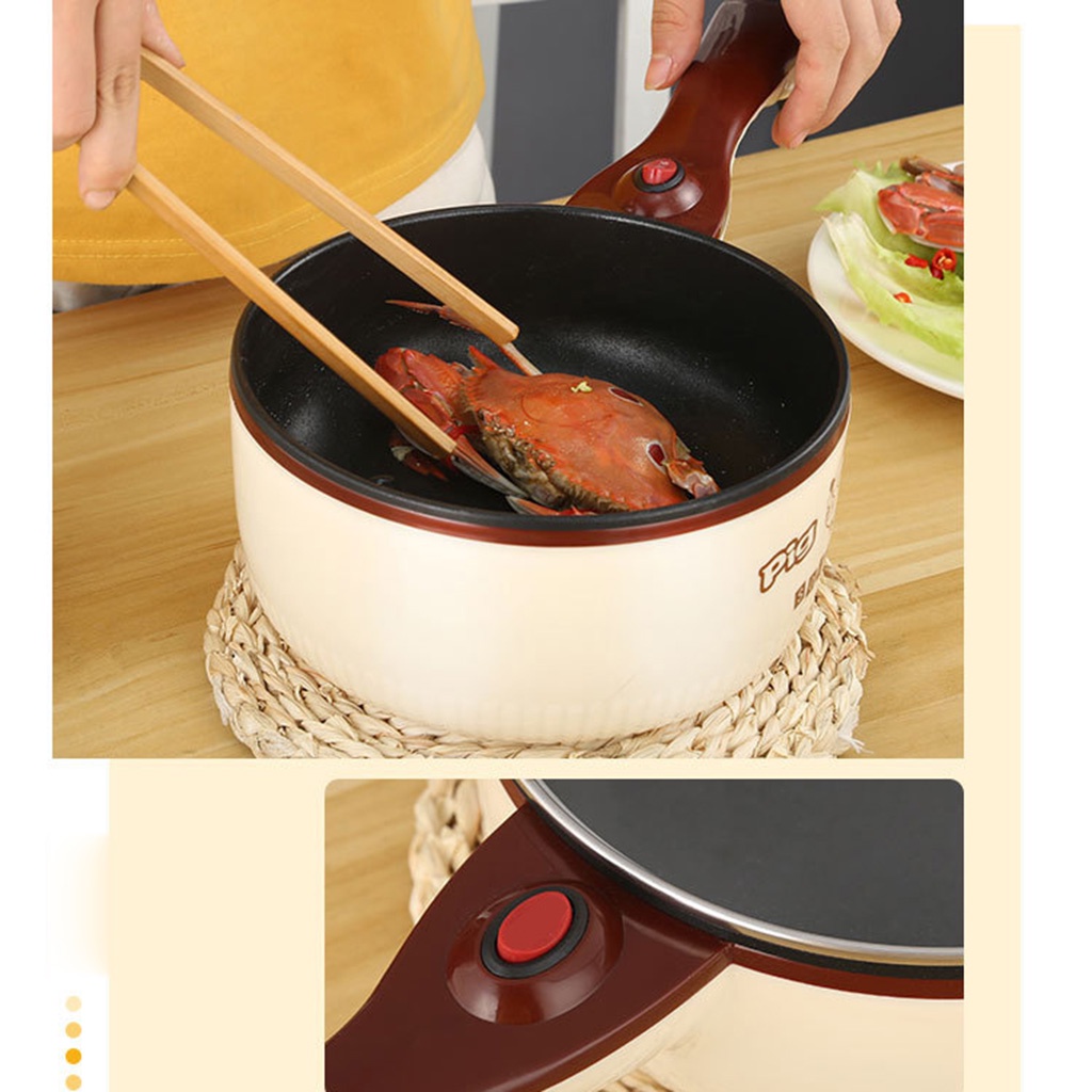 Nồi lẩu điện đa năng Pig Social 600W. Kèm lồng hấp dung tích 1.8L: Nấu cháo, nấu lẩu, hấp...