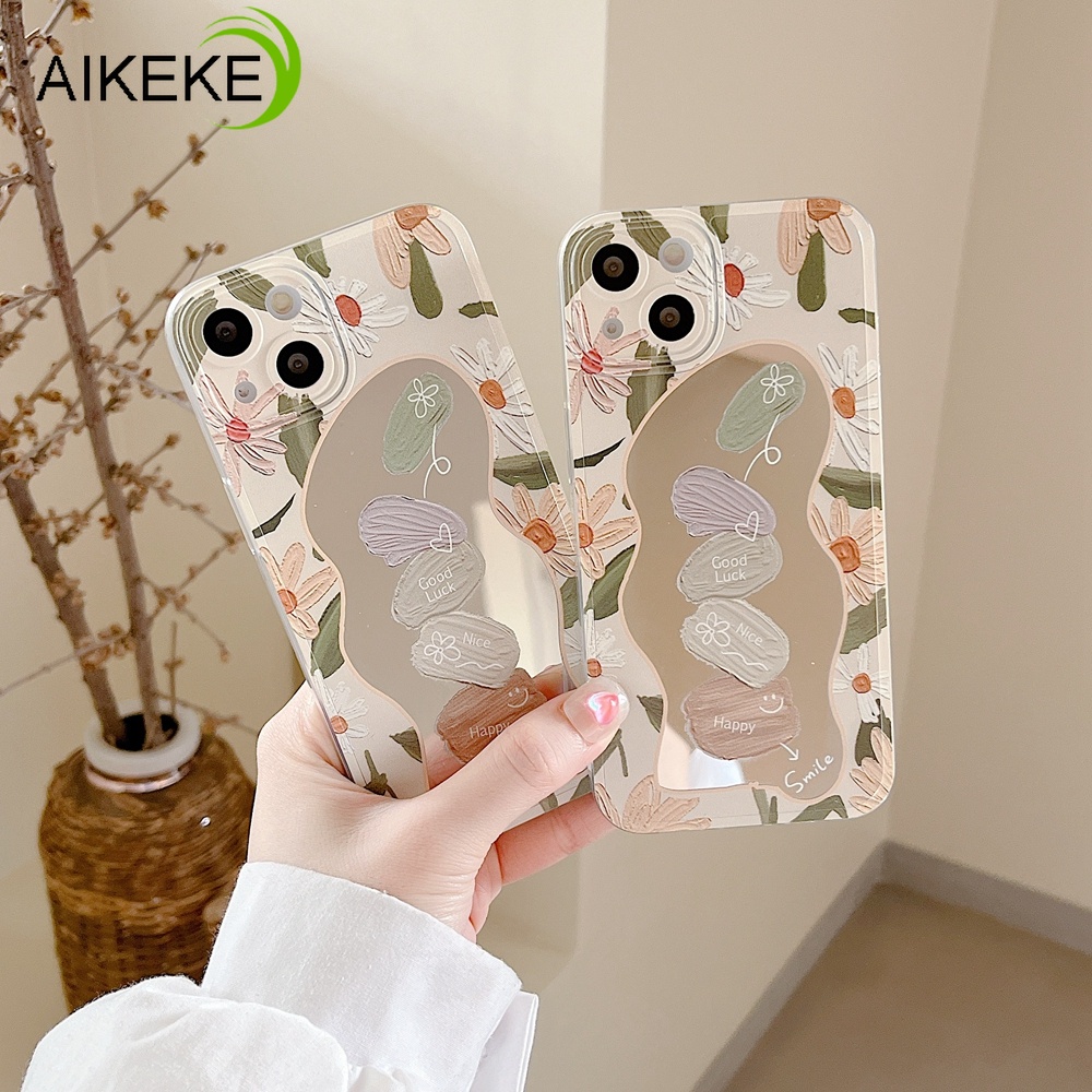 Ốp Điện Thoại TPU Mềm Họa Tiết Hoa Cúc Có Gương Soi Cho iPhone 13 12 11 Pro XS Max XR X