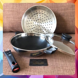 Bộ chảo xửng 3in1 đa năng inox Blackcube T&K cao cấp