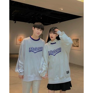 Áo Sweater Nỉ Unisex Form Rộng Viền Cổ In Chữ MARCUS Siêu Xinh