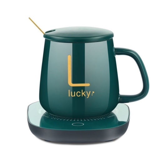 Cốc Hâm Nóng đồ uống kèm đế điện, Bộ Cốc sứ kèm đế điện hâm nóng trà, cafe, hâm sữa + Tặng kèm thìa vàng, hộp sang trọng
