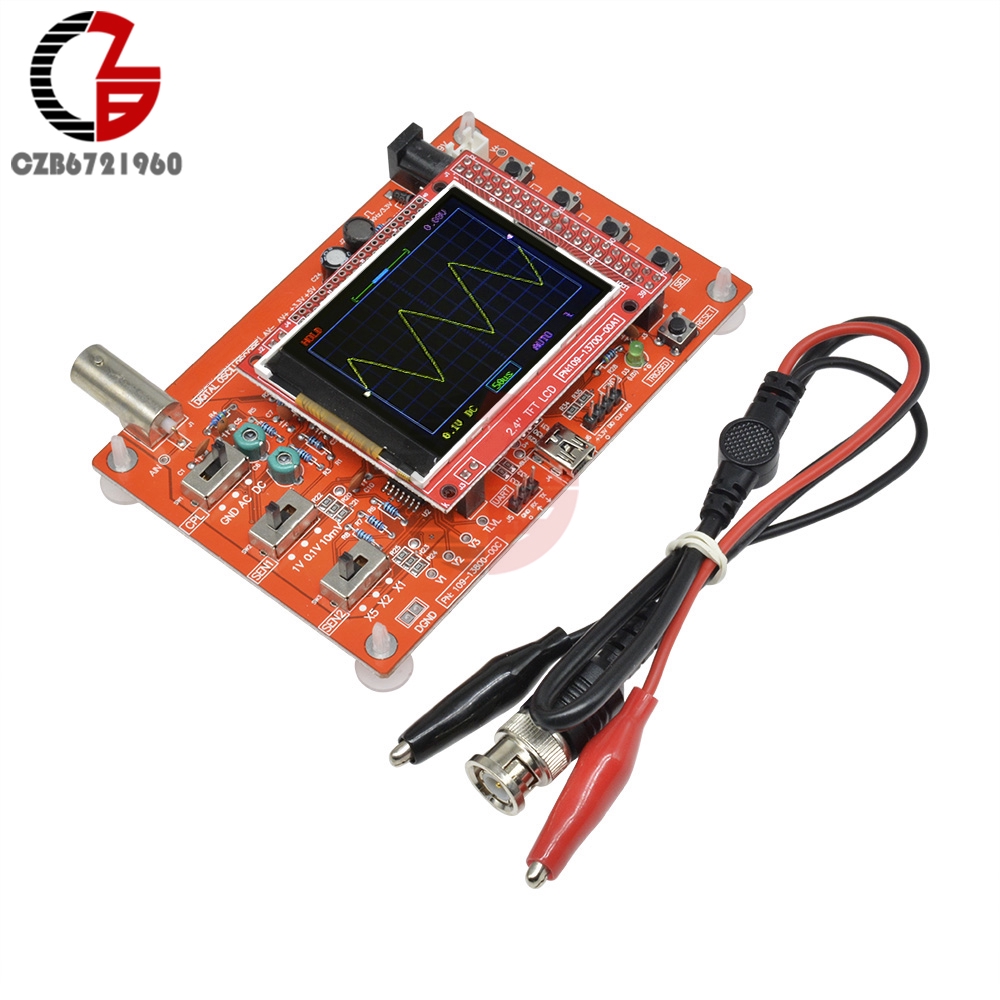 2.4" Digital Oscilloscope Scope Tester Meter 200KHz 1Msps TFT LCD Display with Alligator Clip for Arduino ARM Detection