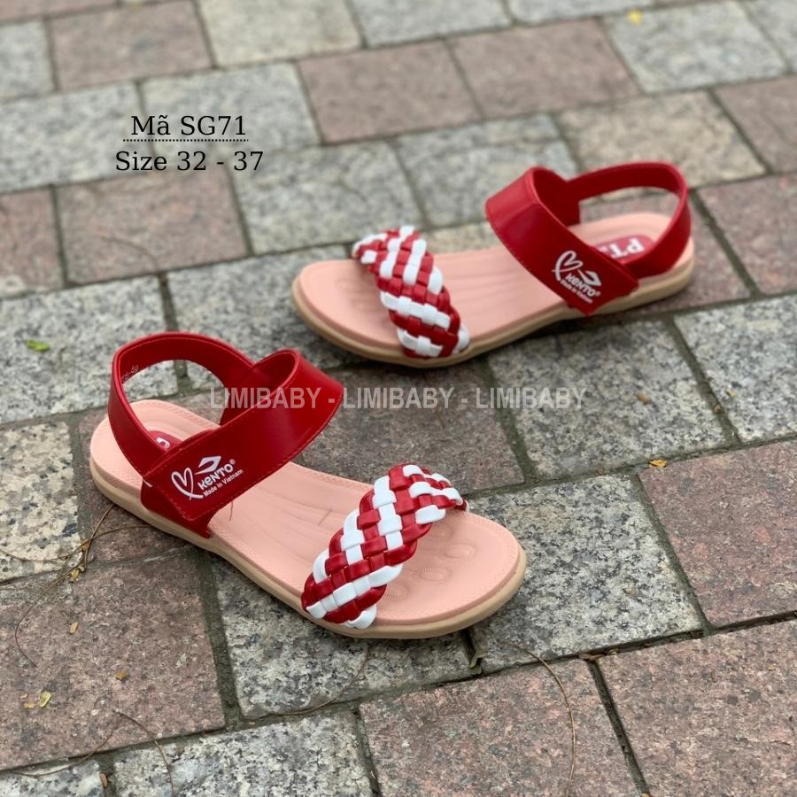 Sandal bé gái Kento quai ngang đỏ xinh xắn quai hậu cho bé gái 6 - 12 tuổi phong cách Hàn Quốc SG71