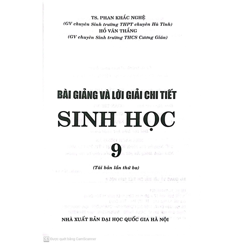Sách - Bài Giảng & Lời Giải Chi Tiết Sinh Học 9