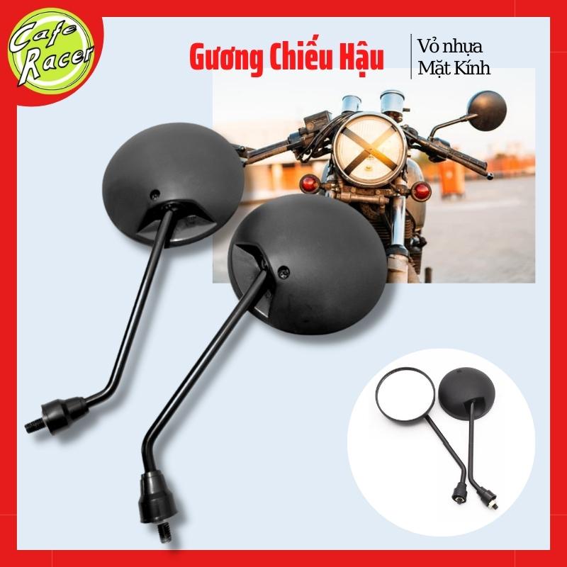 Gương chiếu hậu tròn chân chữ S gắn xe máy độ Tracker Cafe racer xoay 360 độ giá 1 chiếc