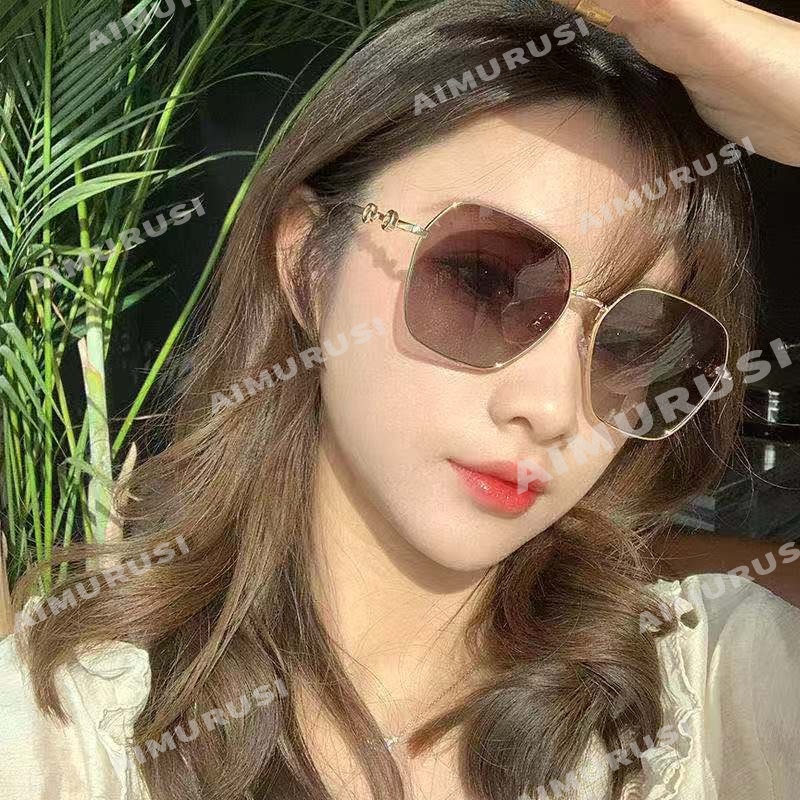 Kính mát thời trang khung kim loại màu gradient phong cách Hàn Quốc