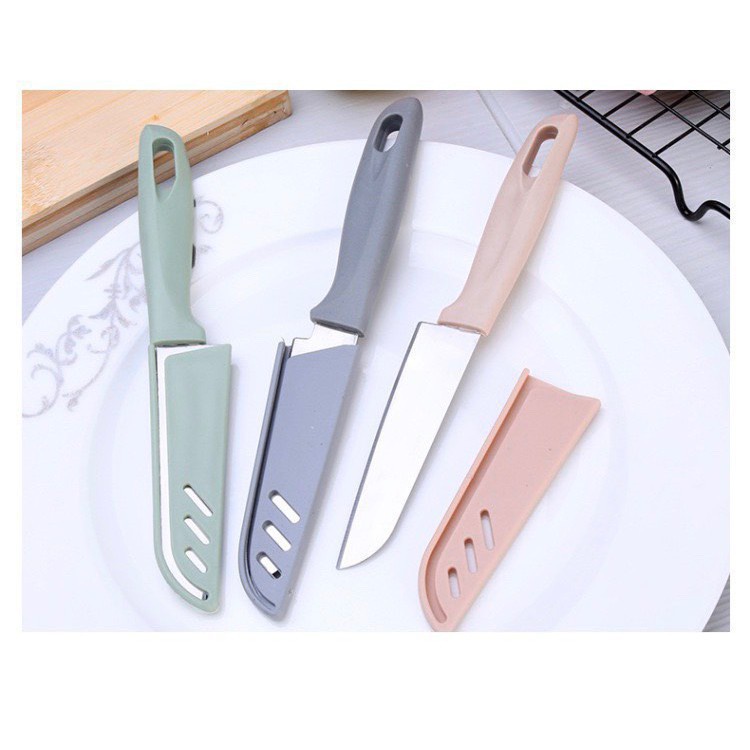 Dao gọt hoa quả có nắp an toàn, dao gọt trái cây chất liệu thép không gỉ 88197 BẢO NHI STORE