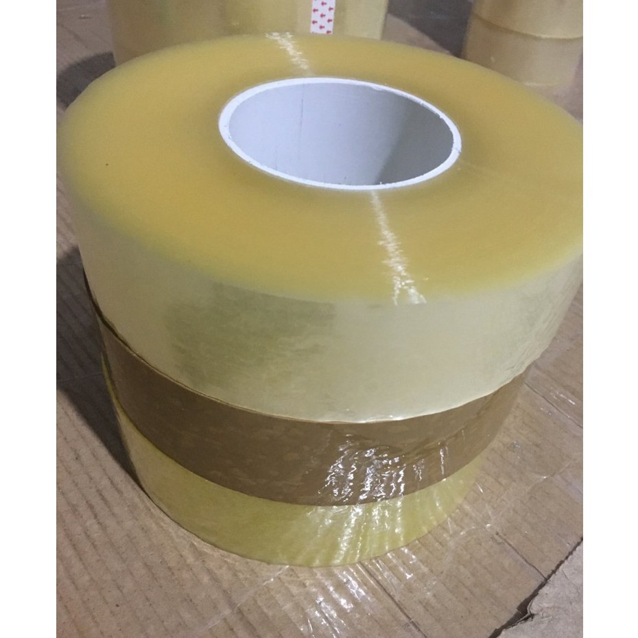 băng dính cuộn 1kg lõi 2,4mm , 3 màu: trắng trong, vàng trong, vàng đục