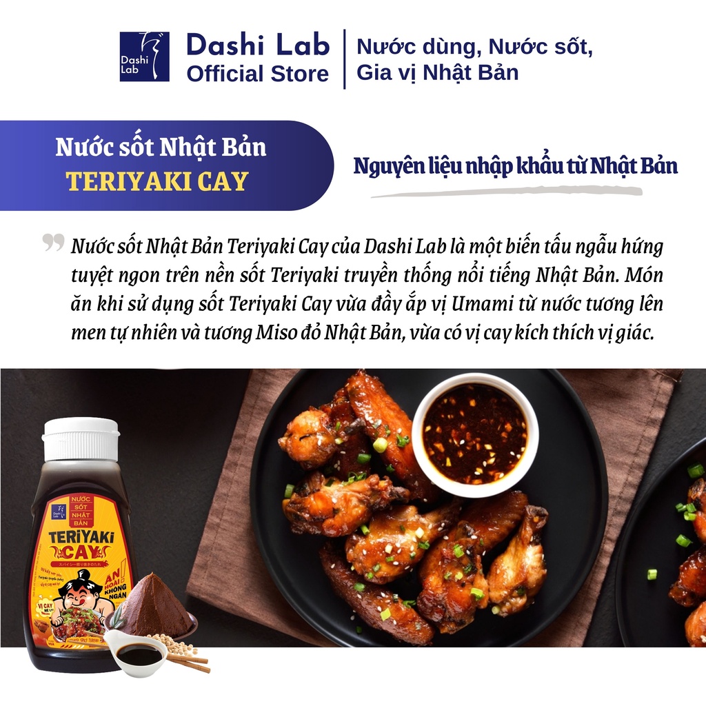 Nước Sốt TERIYAKI Cay Nhật Bản Hương Vị Đậm Đà Cay Mê Ly Chay Mặn Đều Dùng Được DASHI LAB Chai 340g