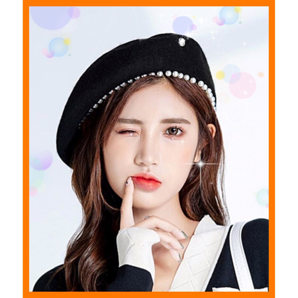 [Sẵn Hàng]♥️Mũ Nồi Beret Đính Ngọc(ảnh thật)Fzsize du lịch,biển,sống ảo