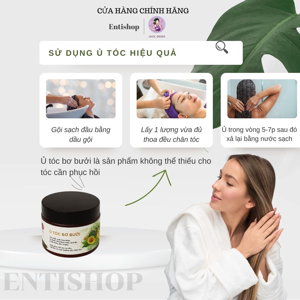 Kem ủ tóc Bơ Bưởi, ủ tóc phục hồi dưỡng mượt, cải thiện hư tổn, gãy rụng MỘC NHAN 150gr