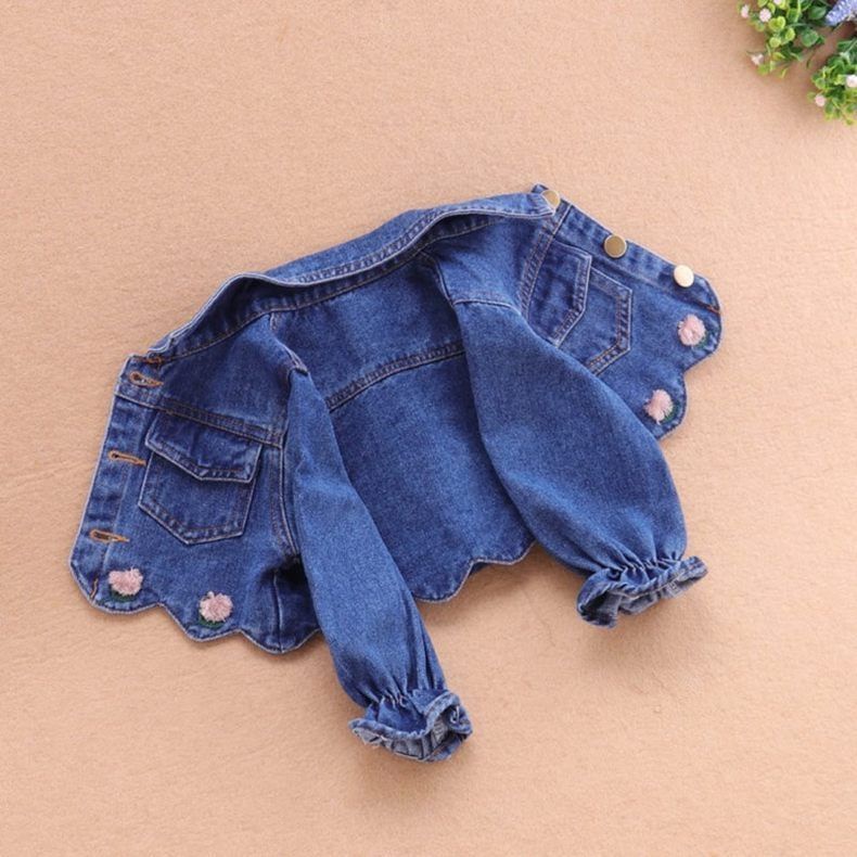 Bộ Áo Khoác Denim + Chân Váy Cotton Eo Cao Thời Trang Dành Cho Bé Gái