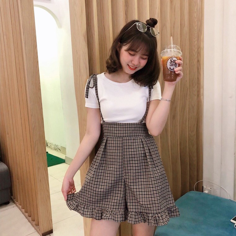 QUẦN VÁY CARO NHÚN THUN EO