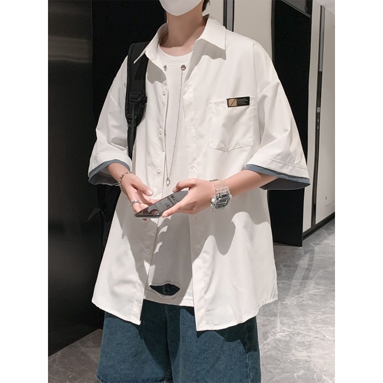 Áo sơ mi nam form rộng tay lỡ, áo sơ mi nam bigsize khoác ngoài ulzzang hàn quốc đi chơi đi học hàn quốc học sin