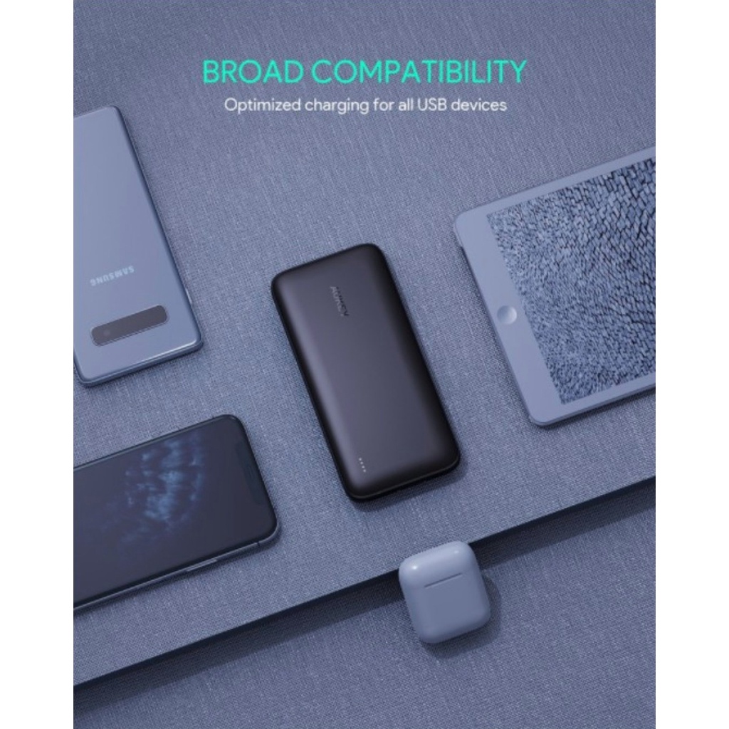 Sạc Dự Phòng Aukey N73S PD 18W / N73 15W ,2 Cổng USB-C Sạc Nhanh PD3.0 18W + USB-A QC 3.0 18W