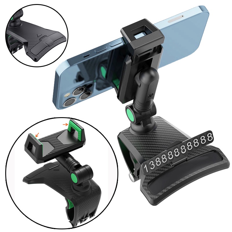 Kẹp Điện Thoại Xoay 1200 Độ Có Bảng Để Lại Số Điện Thoại Trên Ô Tô