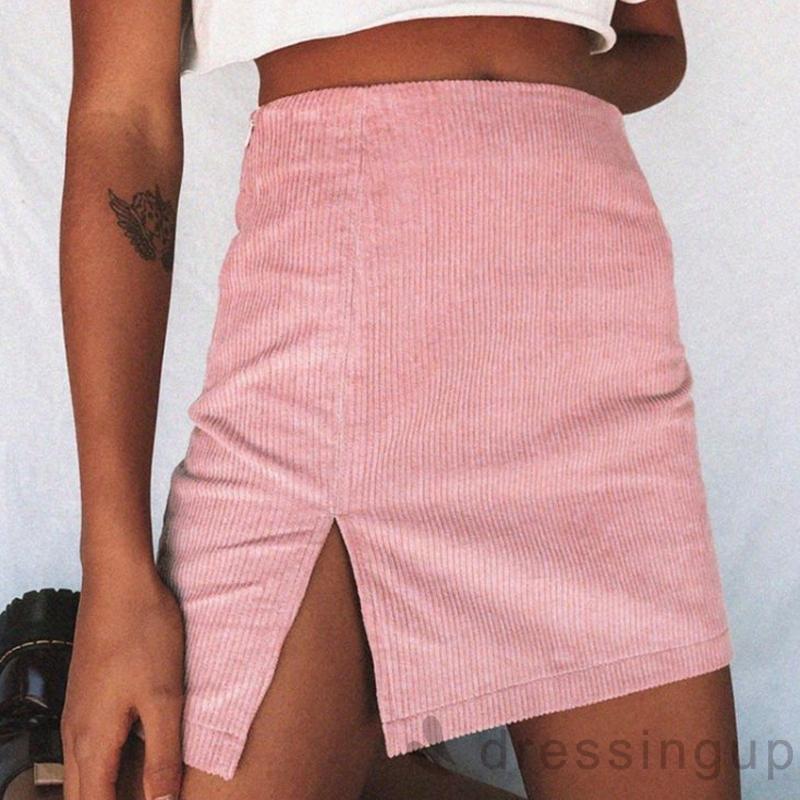 Chân Váy Chữ A Lưng Cao Xẻ Hông Cá Tính Dành Cho Nữ