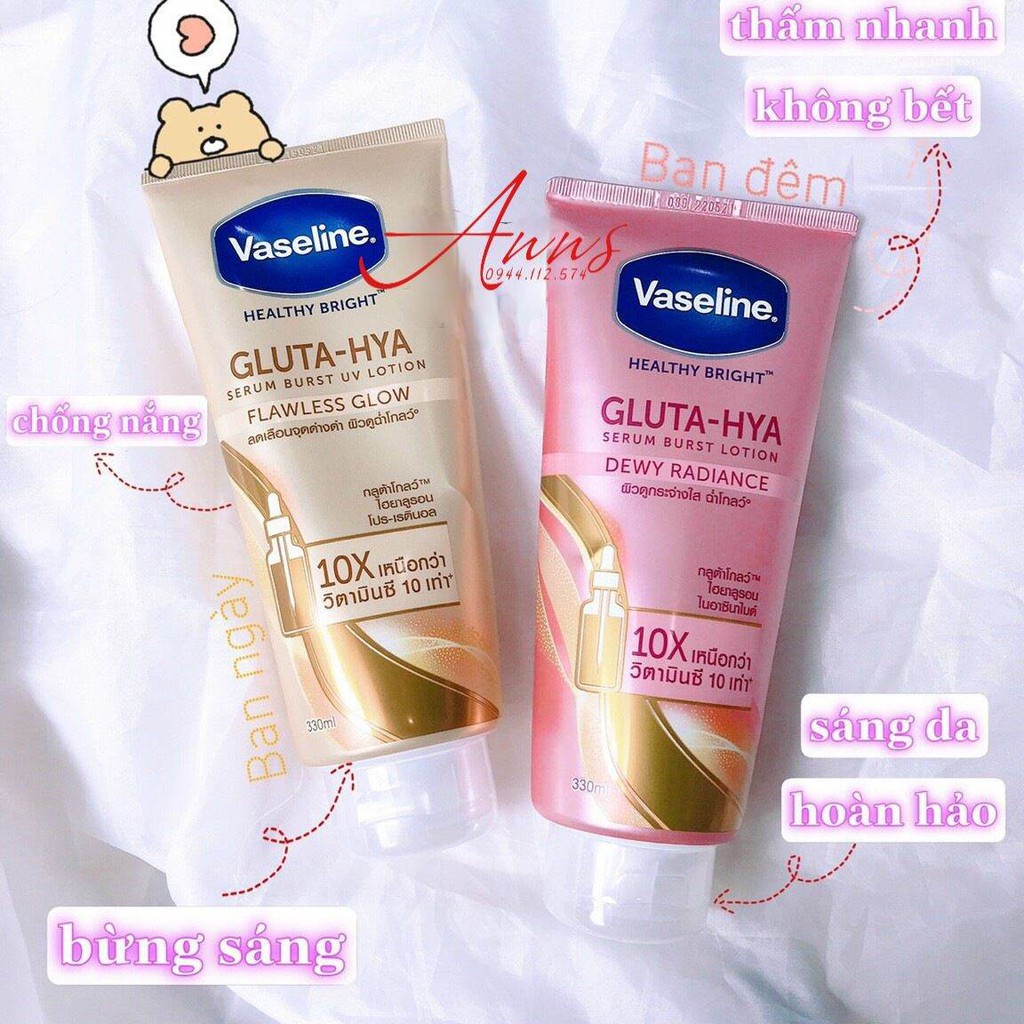 Sữa dưỡng thể Vaseline Healthy Bright Gluta HYA Serum Burst Lotion 10X Thái Lan 330ml