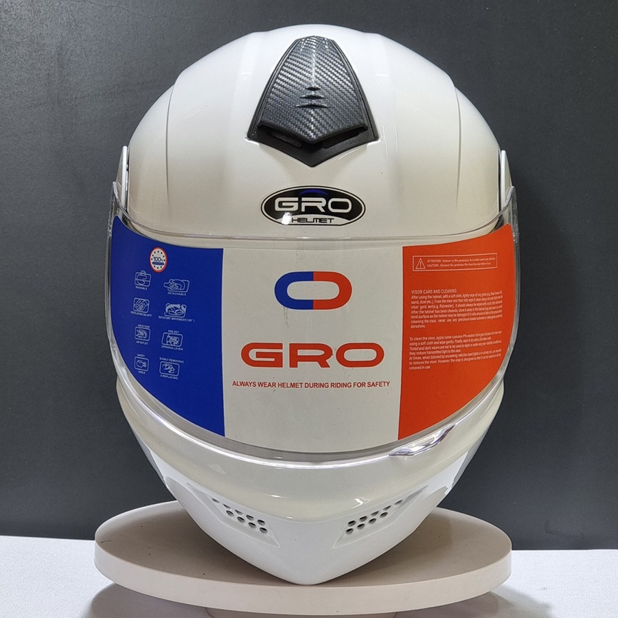 Mũ bảo hiểm trùm đầu GRO HELMET 2 kính mẫu tem dán sang trọng bảo hành 12 tháng