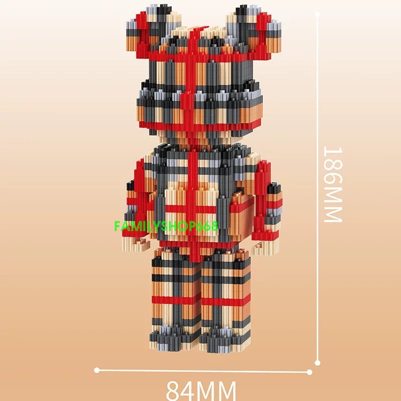 Đồ chơi xếp hình Gấu Bearbrick 19cm lắp ráp mô hình Hàng Đẹp bear brick
