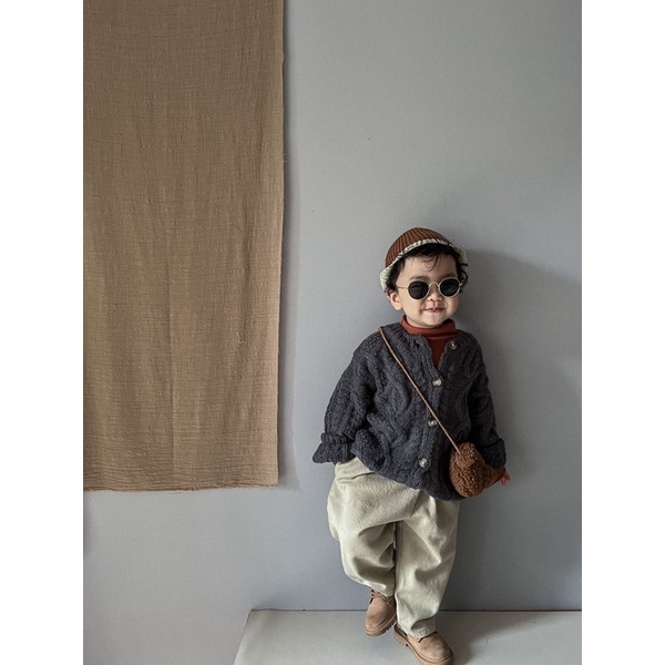 Áo Len Cardigan Vặn Thừng Cho Bé Gái- Chất Liệu Len Cao Cấp Hãng Mtiny Queen - Hàng Quảng Châ