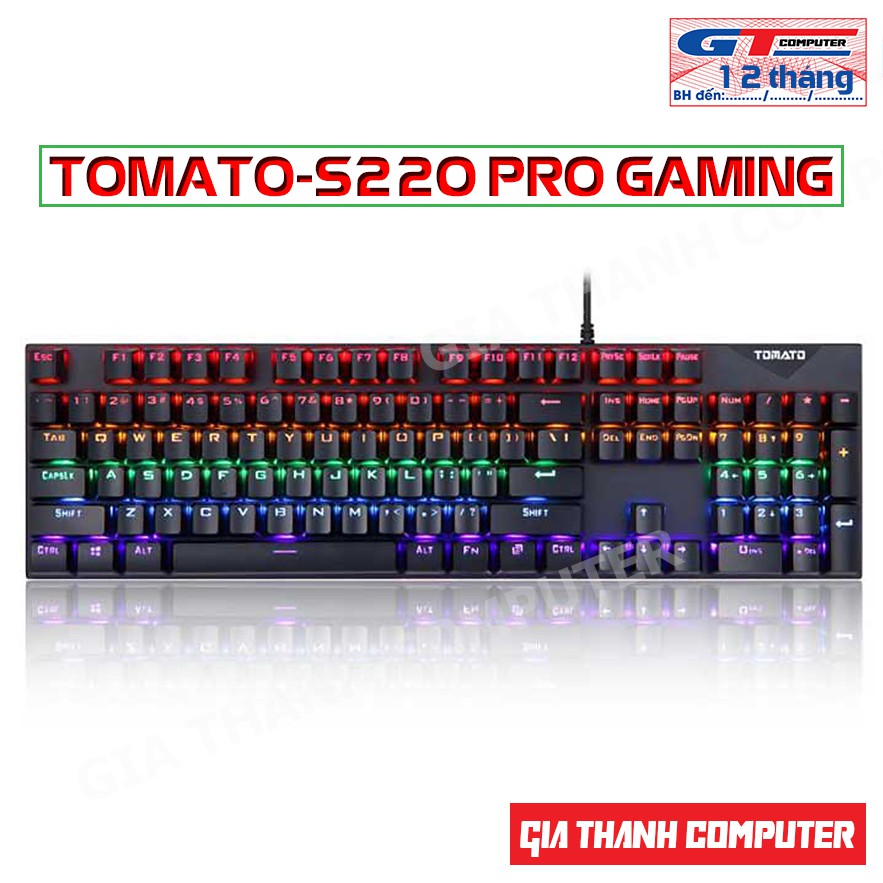 Bàn Phím Cơ Có Dây TOMATO S220 Pro Gaming Blue Switch LED - Chính Hãng BH 12 Tháng