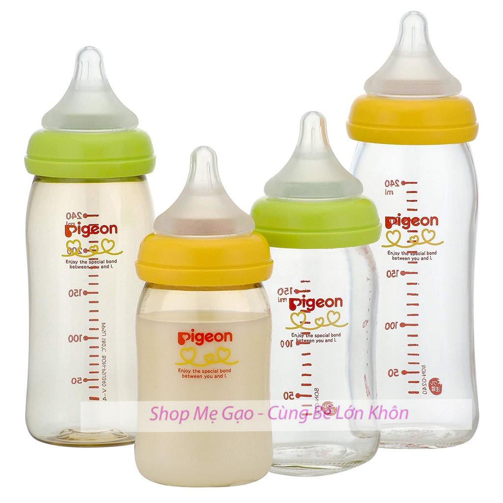 [Nội địa Nhật] Bình sữa Pigeon nội địa Nhật nhựa cổ rộng 160ml 240ml