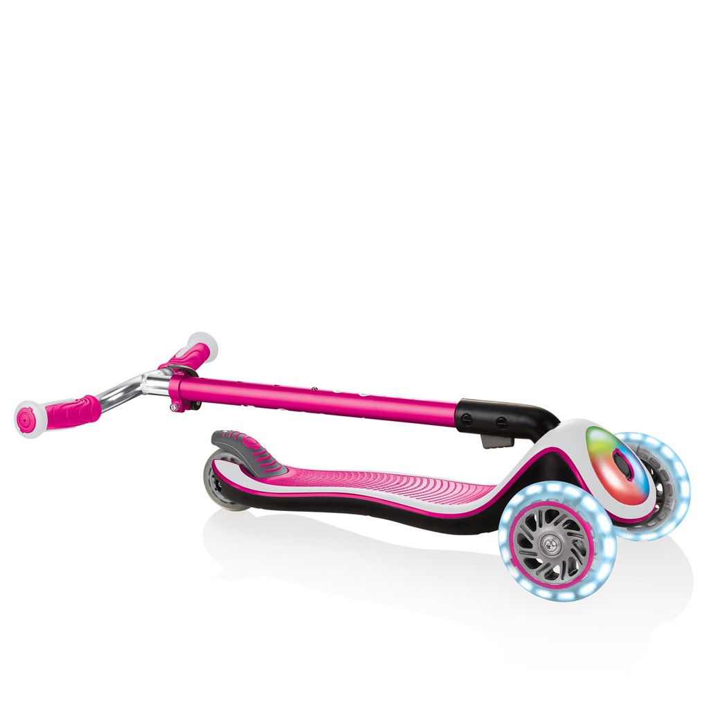 Xe trượt scooter 3 bánh gấp gọn có bánh xe và mặt trước phát sáng Globber Elite Prime cho trẻ em từ 3 đến 9 tuổi - Hồng