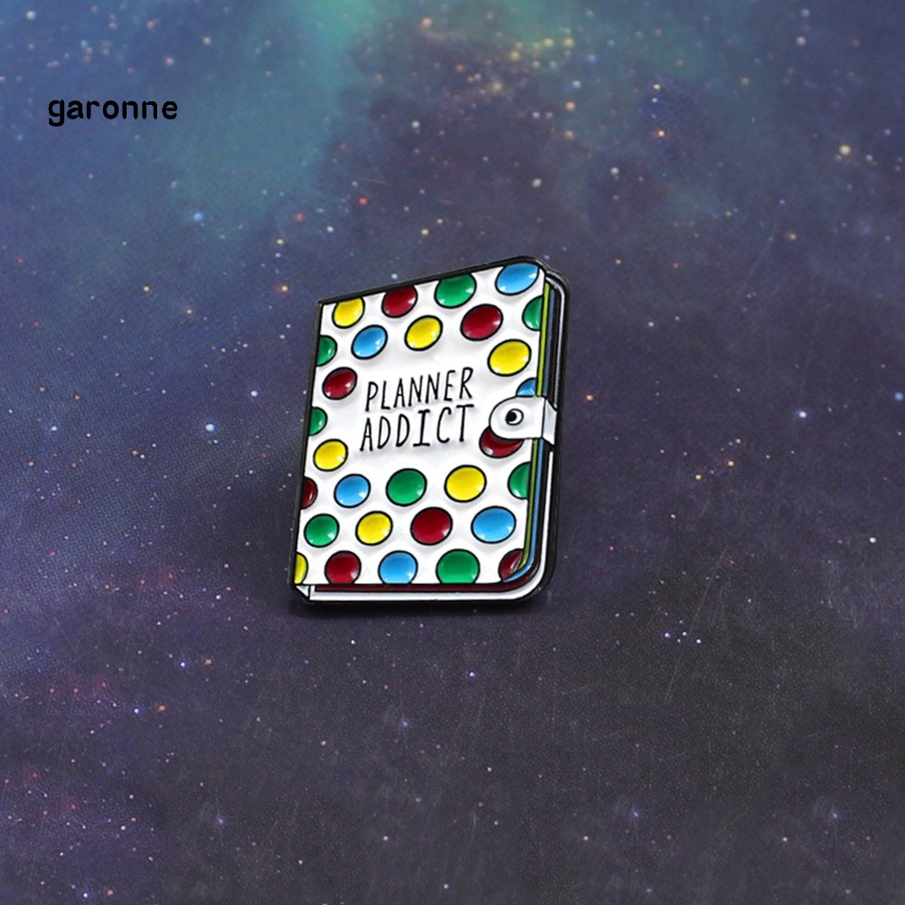 GA_Planner Addict Book Colorful Dots Enamel Brooch Pin Denim Backpack Badge Jewelry