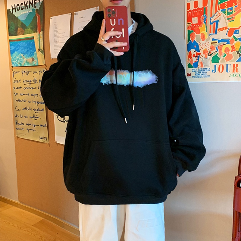 Áo hoodie AOKANG dài tay dáng rộng phong cách đường phố Mỹ cá tính cho nam tùy chọn màu sắc