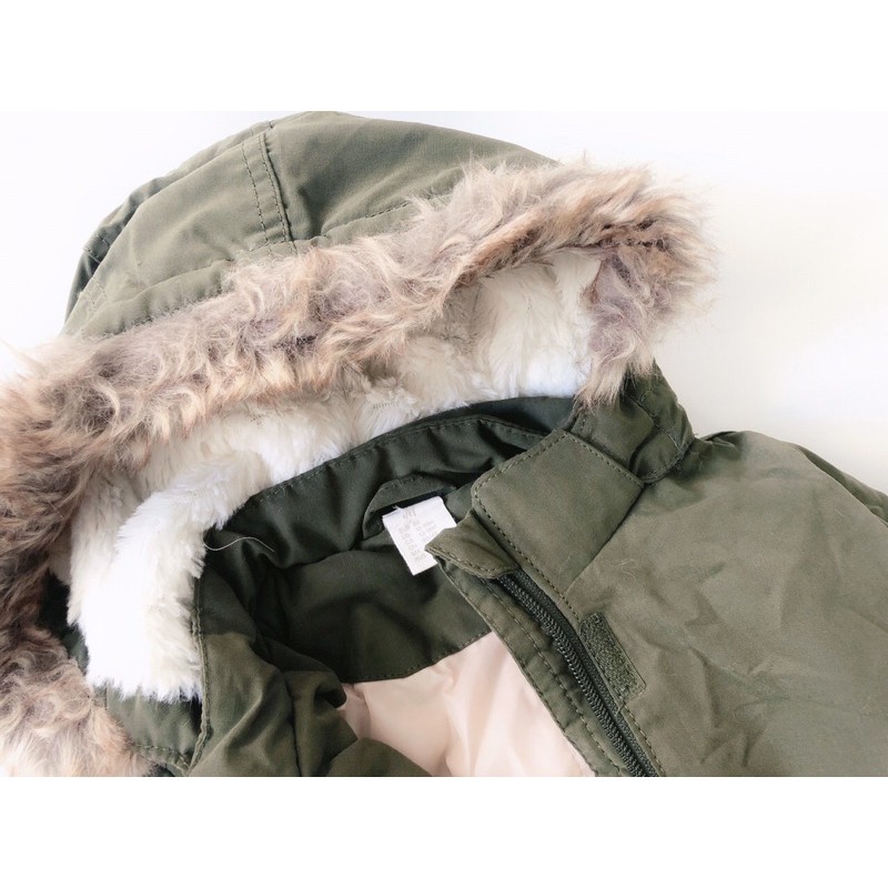 Xả lỗ Áo Parka nhí HM xanh rêu sz 6-9m(6-8kg)