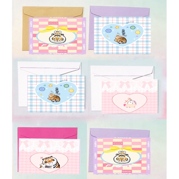 Thiệp sinh nhật hổ mập TSN12 quà tặng mèo may mắn thiếp mini kèm phong bì