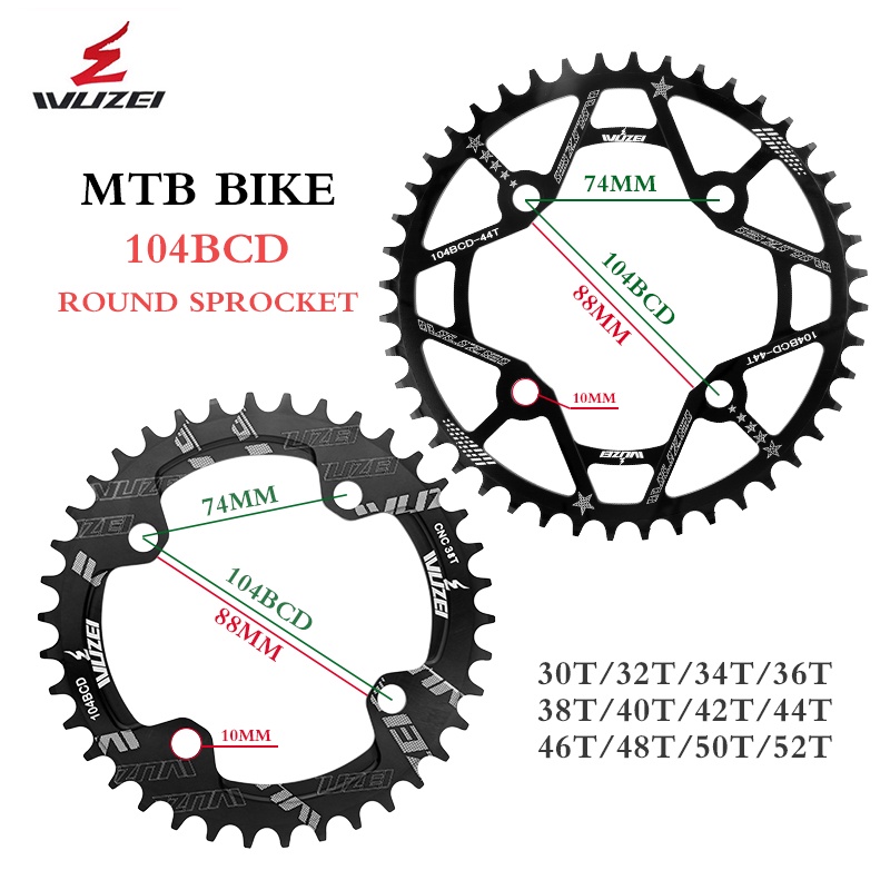 Bánh Xích Tròn Cho Xe Đạp Wuzei 104BCD 30T 32T 34T 36T 38T 40T 42T 44T 46T 48T 50T 52T
