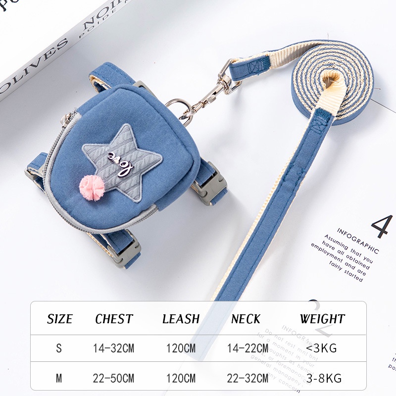 Dây Dắt Thú Cưng Đi Dạo 27Pets} Kèm Dây Đai Ngực Mềm Mại Họa Tiết Ngôi Sao