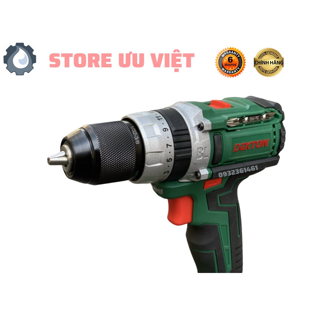 Máy Khoan Pin 3 Chức Năng Dekton đầu 10MM autolock M21 ID10BL chân pin phổ thông chính hãng giá tốt