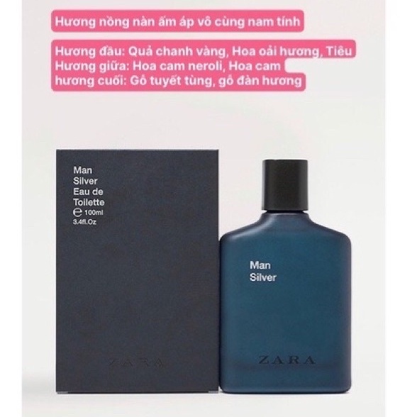 Nước hoa nam ZARA MAN SILVER EDT 100 ML .