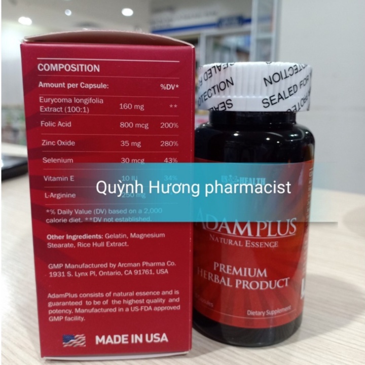 ADAMPLUS lọ 30 viên bổ sung khoáng chất cho sức khỏe nam giới