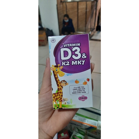 Vitamin D3 K2 MK7 nhỏ giọt giúp chắc khỏe xương răng,tăng trưởng chiều cao, cân nặng - Chai 10ml